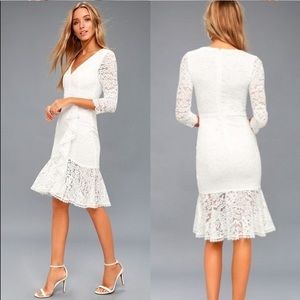 Lulu's Make Time For Me White Lace Midi Dress